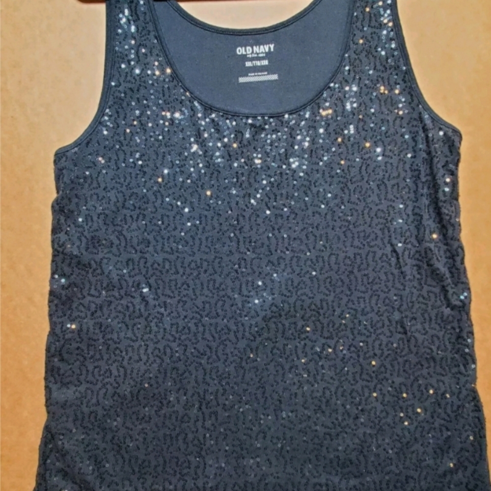 Matte Black Sequined Tank
